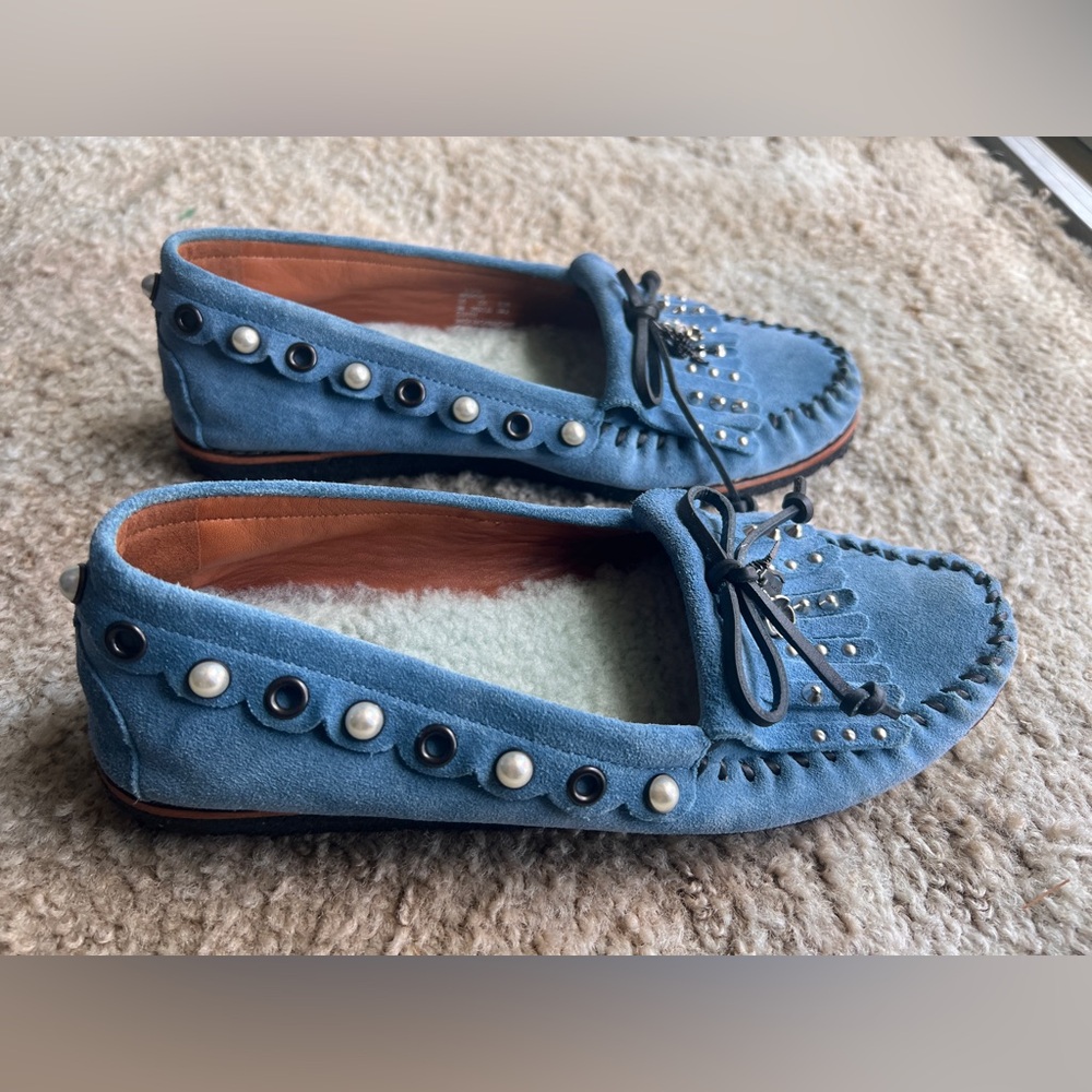 COACH Blue Women’s Suede Moccasins Size 9B